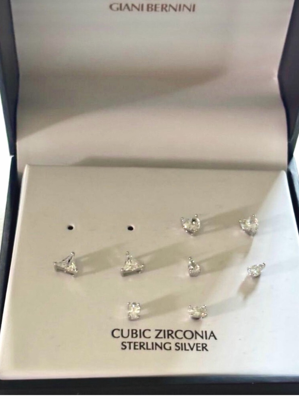 Giani Bernini Sterling Silver CZ Stud Earrings Set 4 Pairs Incomplete MSRP $85